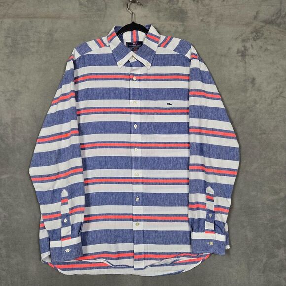 Vineyard Vines Slim Fit Tucker shirt mens XL long sleeve linen blend striped - Picture 1 of 10